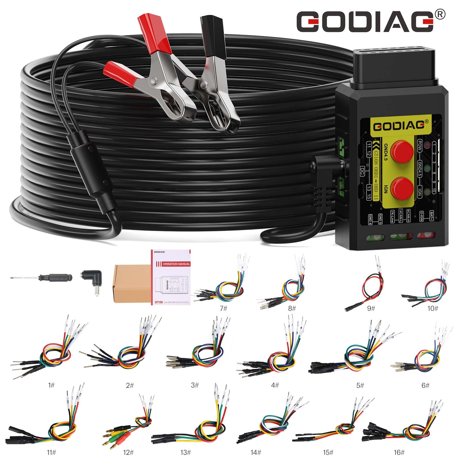 2023 Godiag GT108 Full Version Super OBDI-OBDII Universal Conversion Adapter