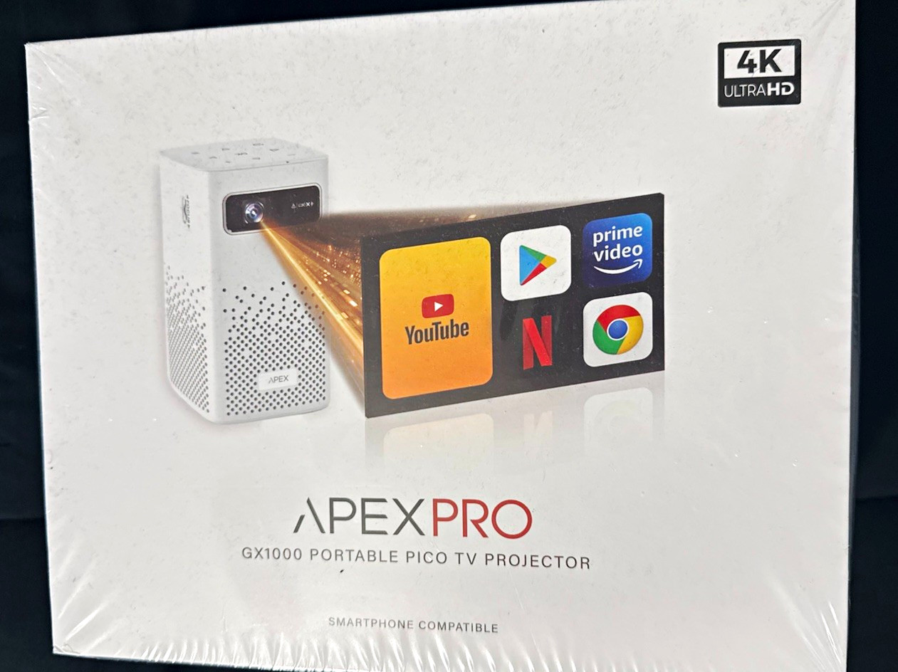 APEX PRO GX1000 Portable Pico Projector 4K 2160p Max 1080p HDMI USB White