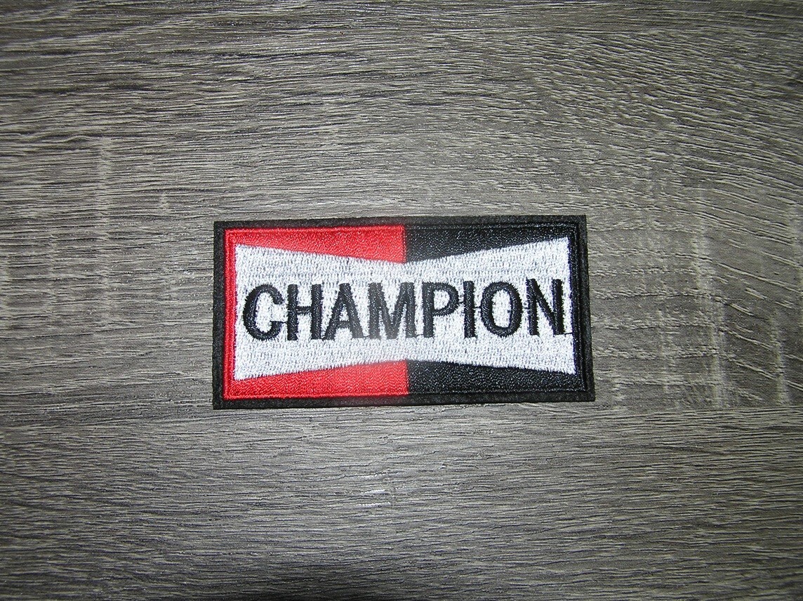 Champion Spark Plugs Embroidered Iron On Patch  3.5" x 1.75"