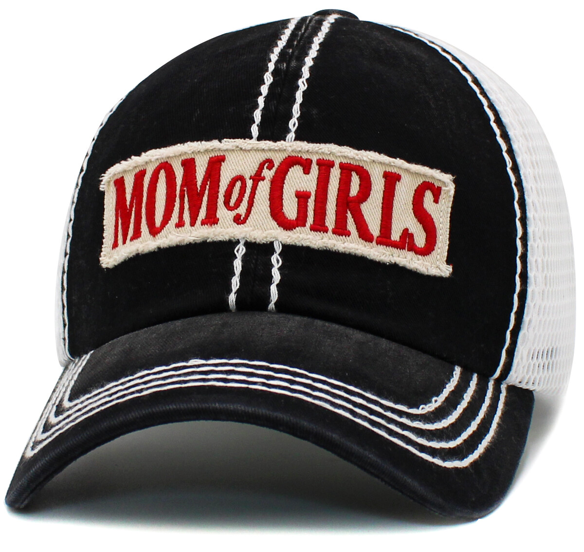 Mom of Girls Boys Theme Baseball Softball Womens Baseball Cap Distressed Vintage