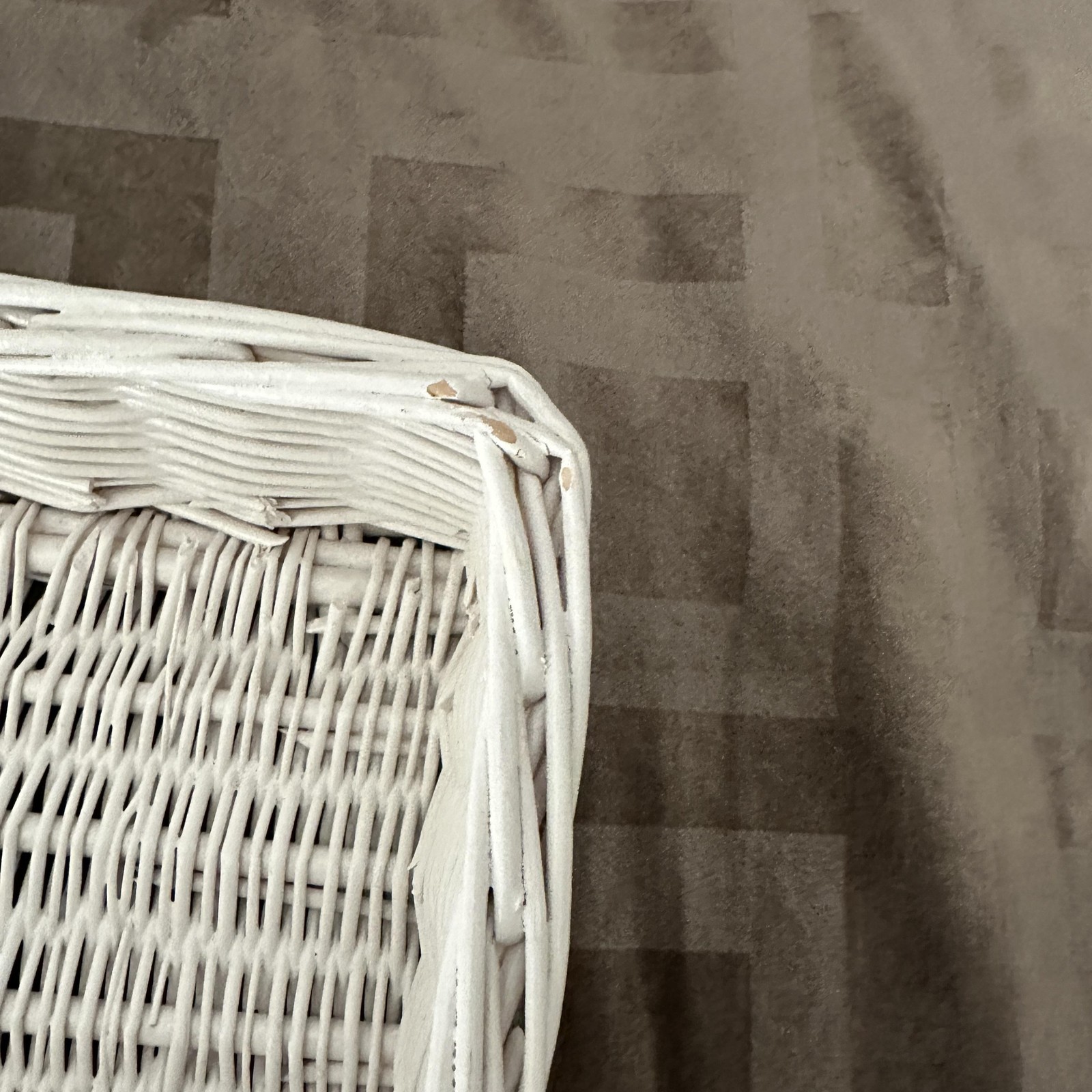 White Wicker Rectangular Basket 17 Inch Farmhouse Table Centerpiece Organizer