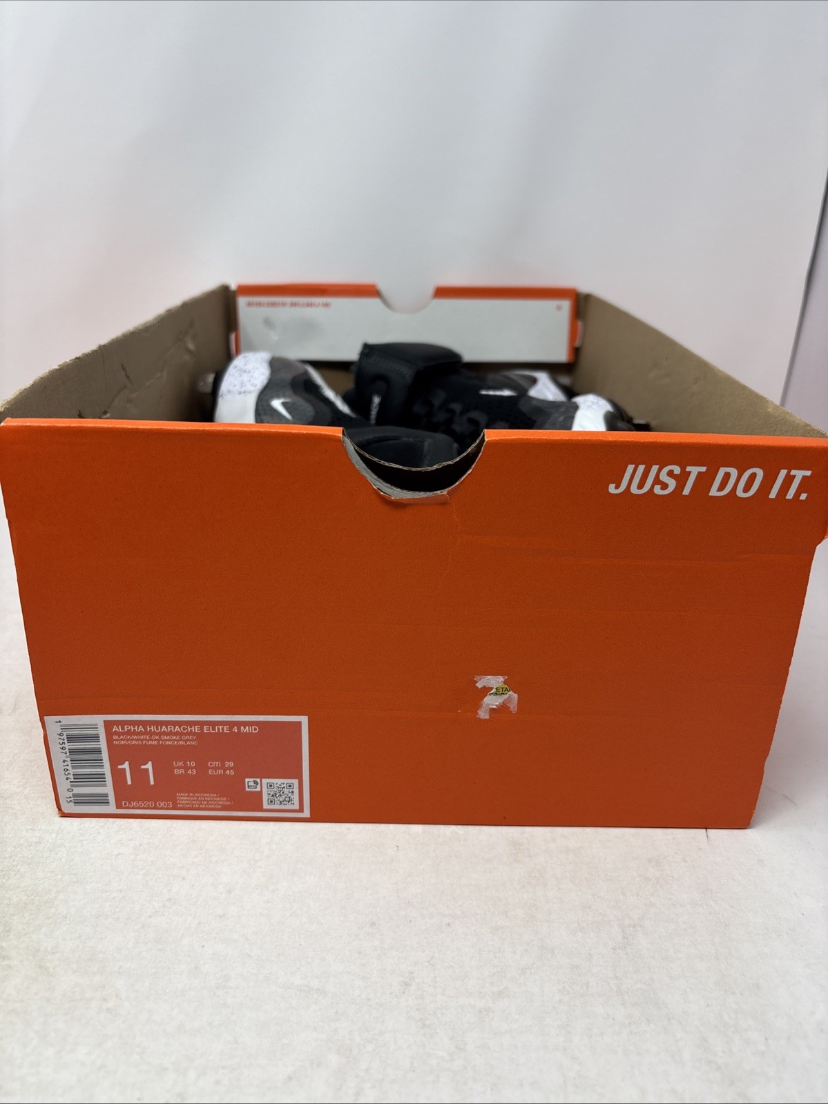 Nike Alpha Huarache Elite 4 Mid Black Baseball Cleats, Size 11 BNIB DJ6520-003