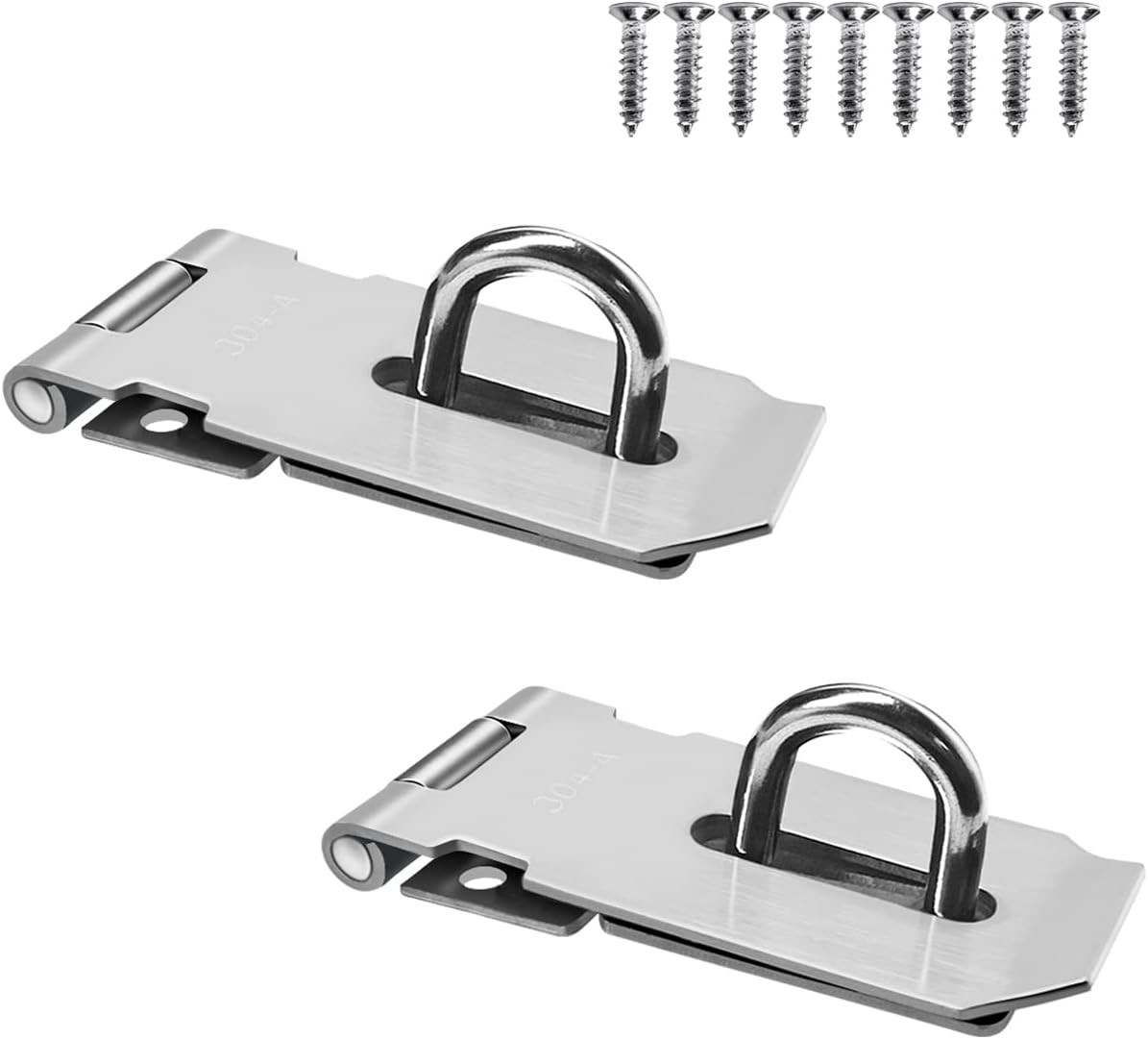 2Pcs Stainless Steel Gate Lock Hasp, Safety Packlock Clasp Hasp Lock Set Door L