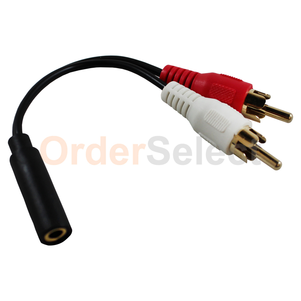 Dual NEW RCA Male, 1x 3.5mm Stereo Female, Y-Cable 6-Inch Gold plated Connector