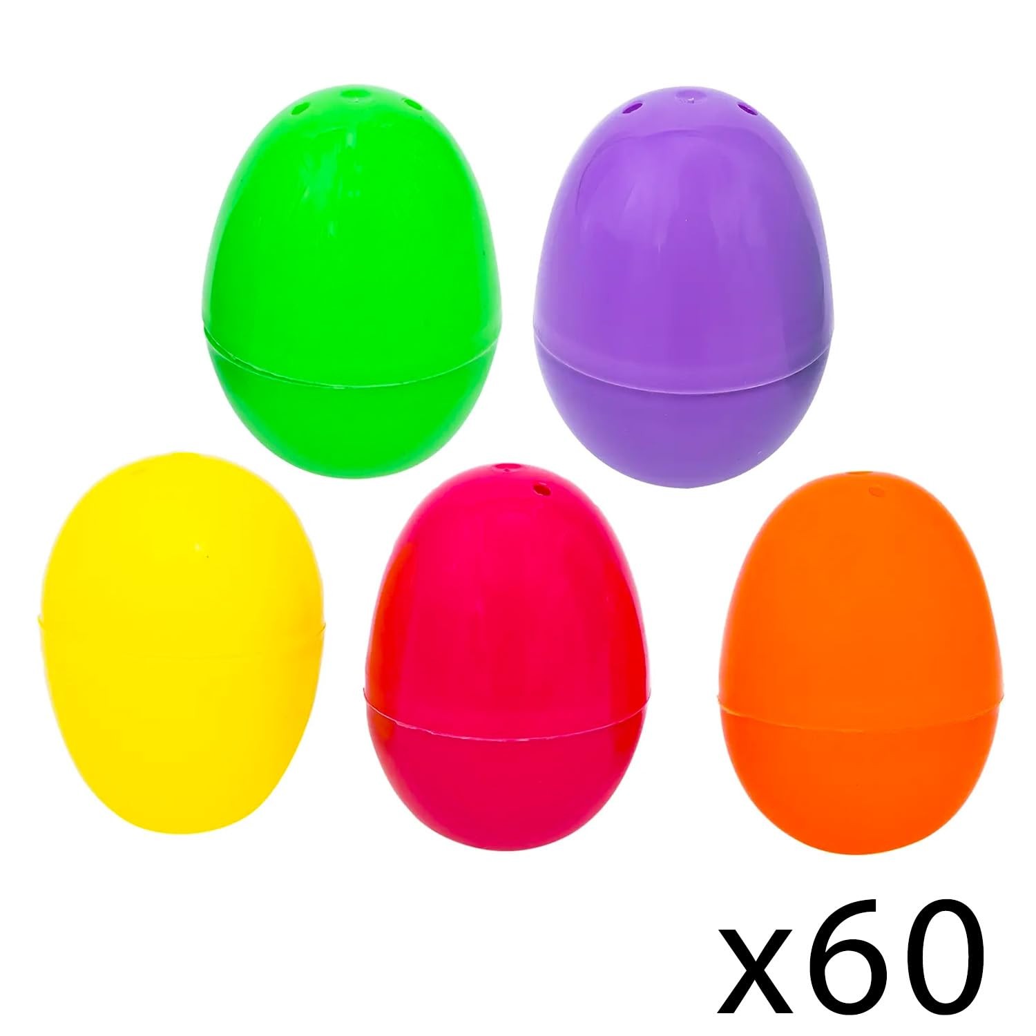 Bulk Easter Eggs with Basket - Set with 60 Fillable Plastic Easter Eggs Plus ...