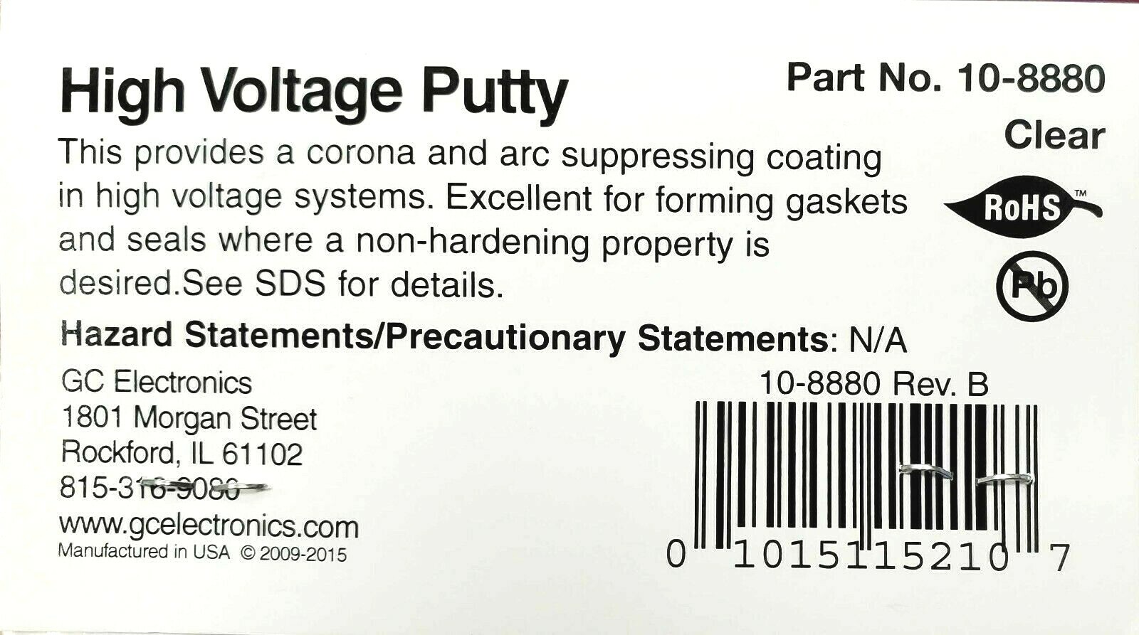 High Voltage Putty - Silicone rubber insulating-Will not shrink or harden -NEW