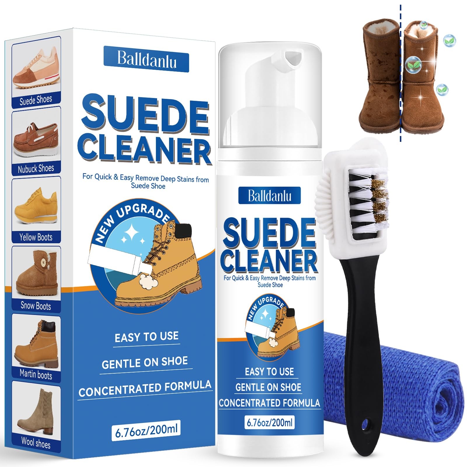 Suede Cleaner Kit – 6.76 Oz Suede & Nubuck Shoe Cleaner with Brush & Towel – Cle
