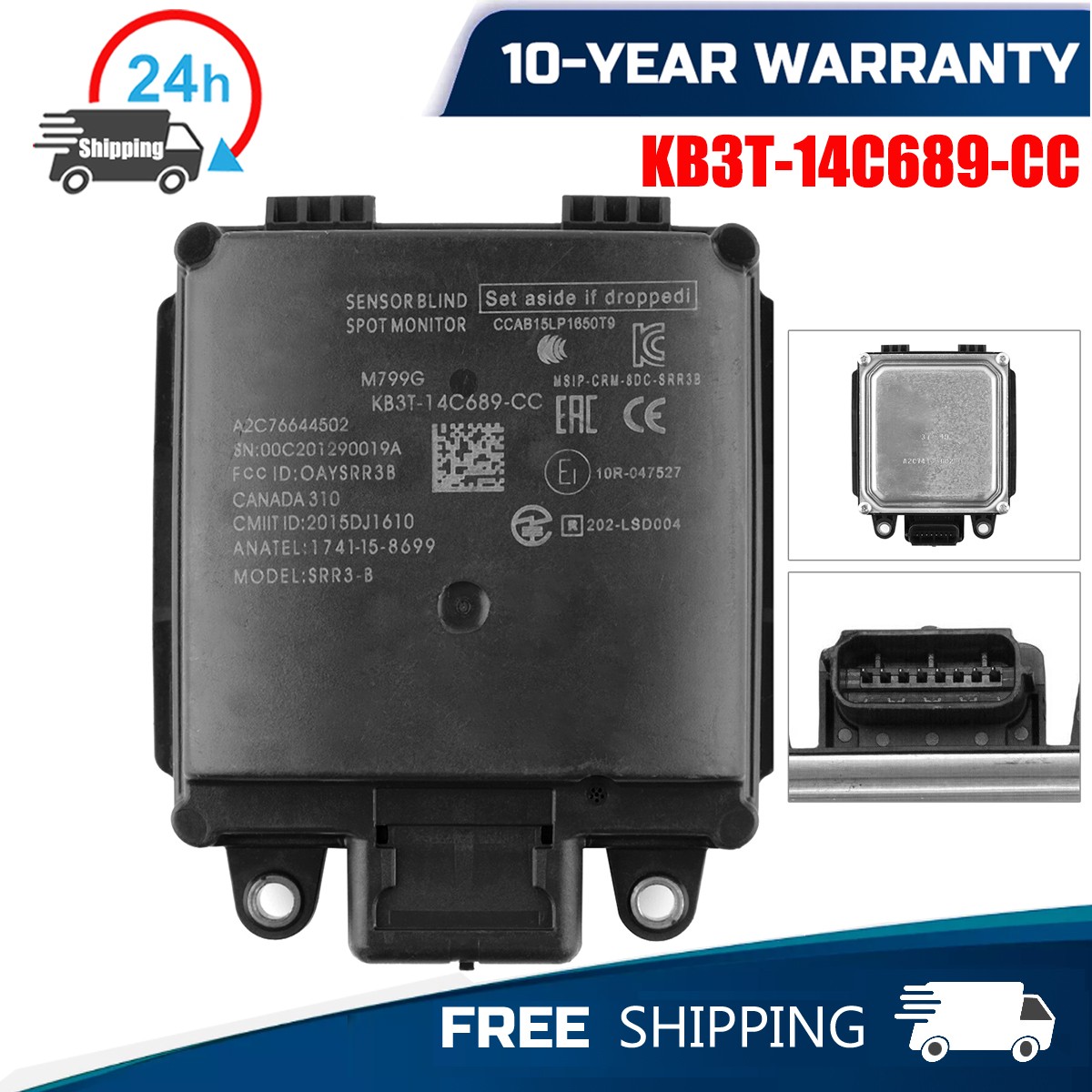 REAR BLIND SPOT RADAR MODULE SENSOR KB3Z-14C689-B FOR FORD RANGER 2019-2021 2.3L