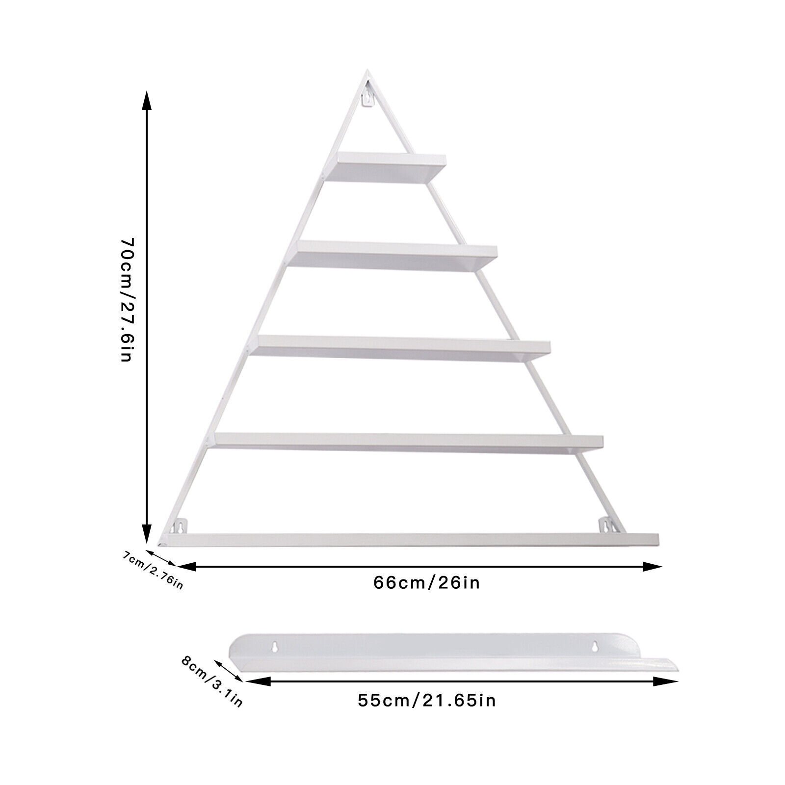 3 Pcs Triangle Wall-mounted?Nail?Polish?Display?Racks 5-Tier White Display Shelf