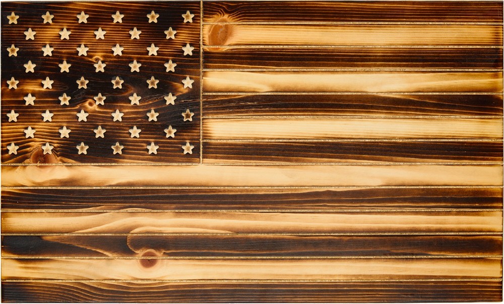 NEW Old Glory Torched Rustic Flag RFID Wall Mount 2-Pistol Cabinet W/ Keypad