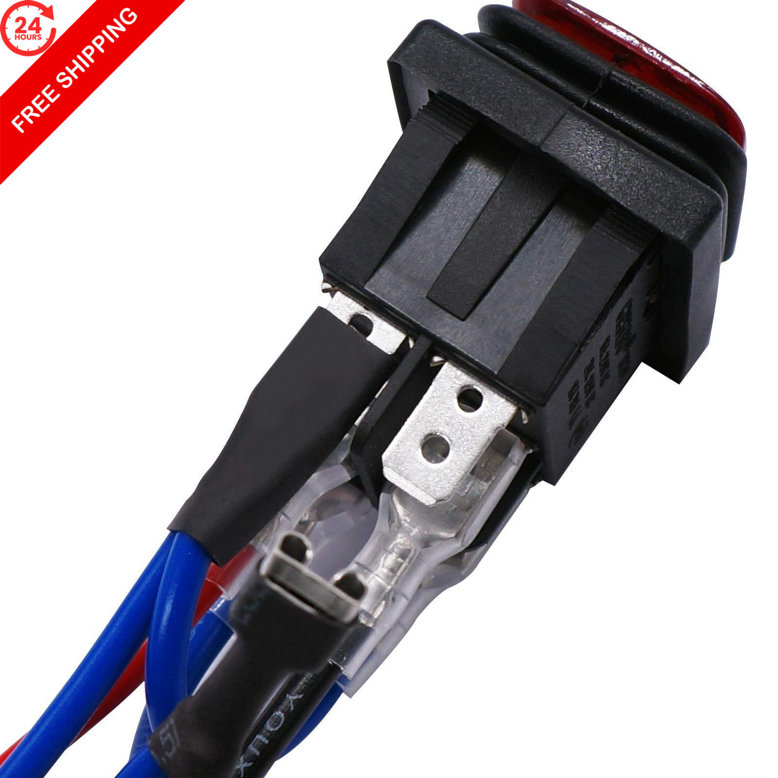 TWTADE Latching Polarity Reverse Switch Waterproof Rocker LED+Waterproof, Red