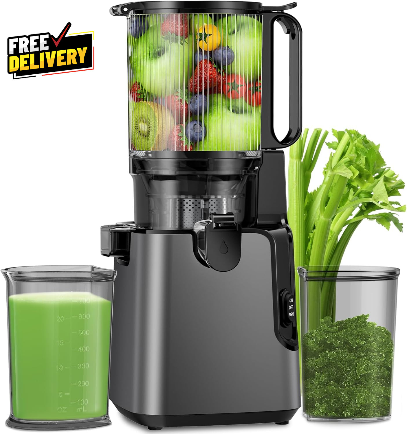 Cold Press Juicer 5.8 Inch Feed Chute Slow Masticating 400W Juice Extractor