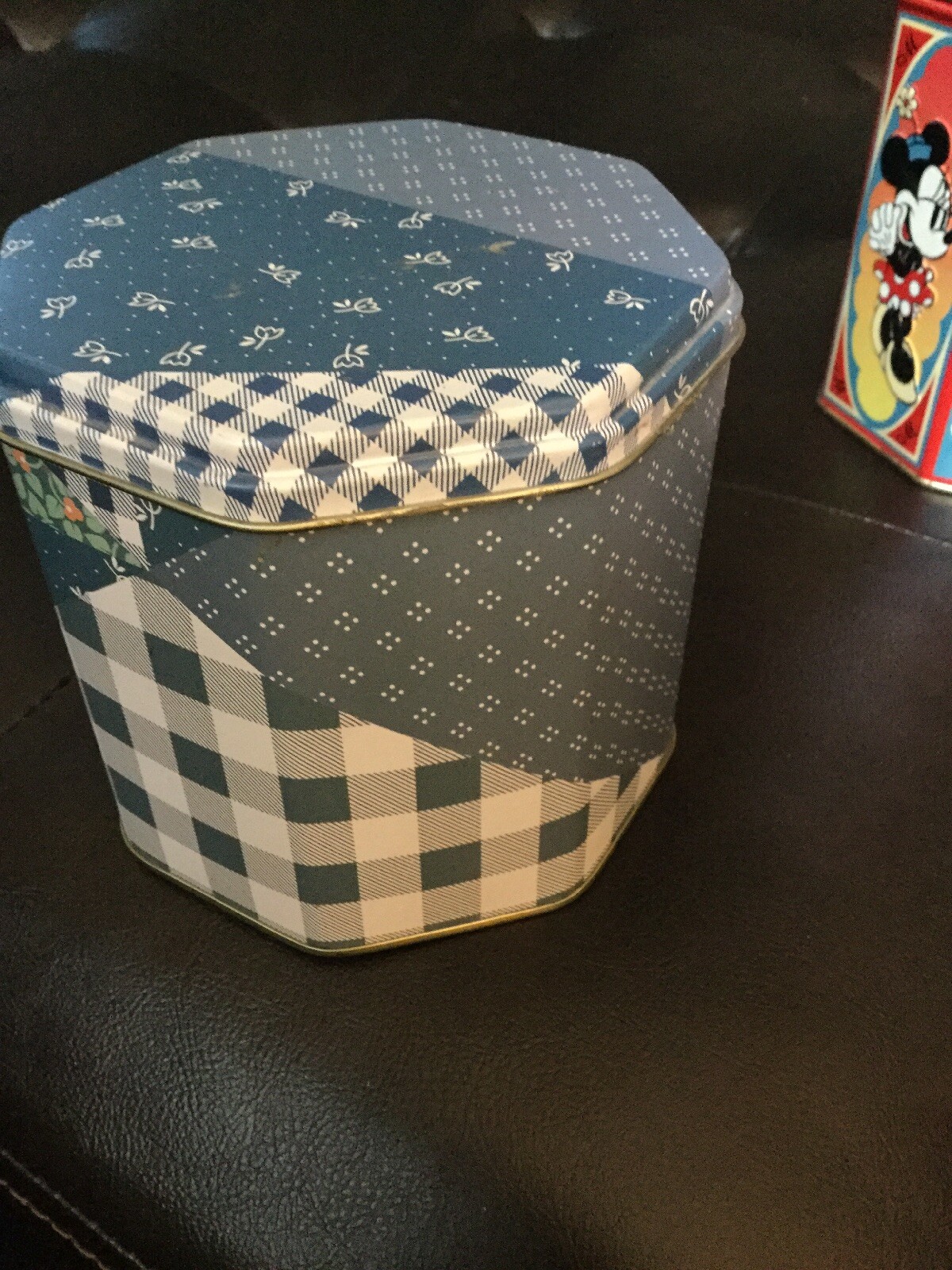 4” Trinket Tin Beautiful Blue Floral Pattern
