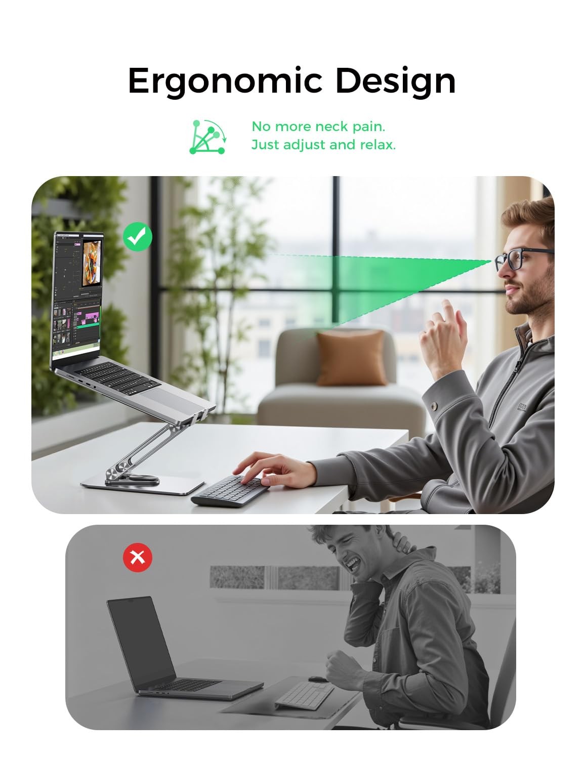 Adjustable Laptop Stand for Desk, 360° Rotating Foldable Protable Laptop Rise...