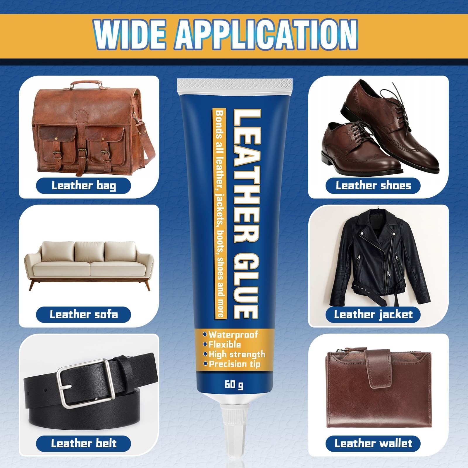 Leather Glue Permanent, 60ml High Strength Leather Adhesive, Waterproof Super...