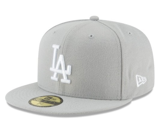 Genuine Los Angeles Dodgers New Era 59FIFTY Fitted Hat Gray White LA Logo Cap