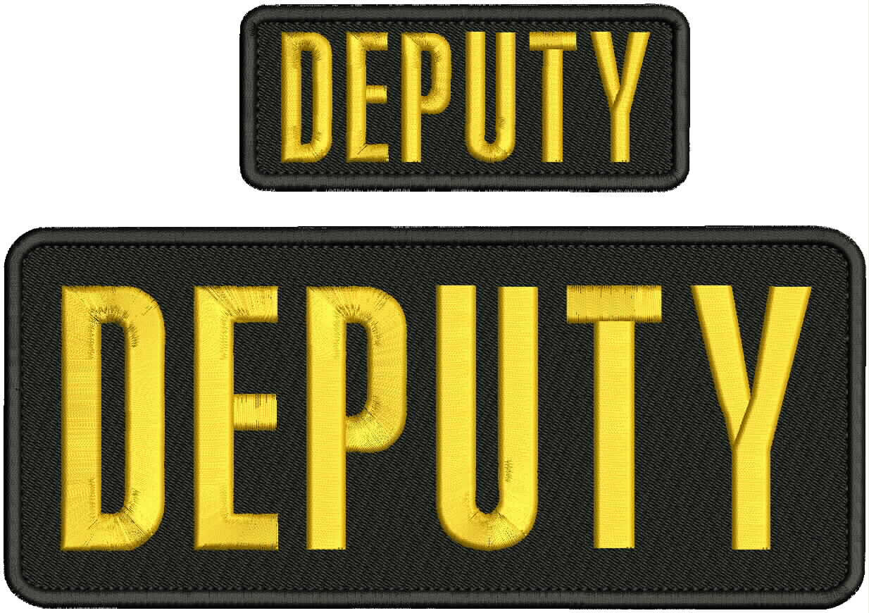 "Deputy" embroidery patch  4x10 and 2x5 inches hook gold