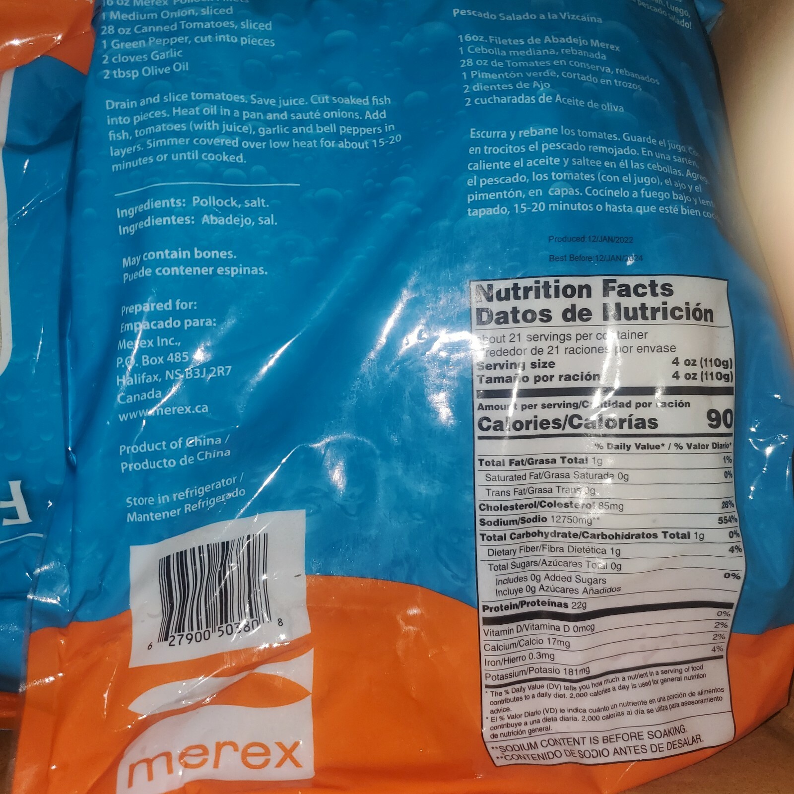 Salted fish Fillet 5lb