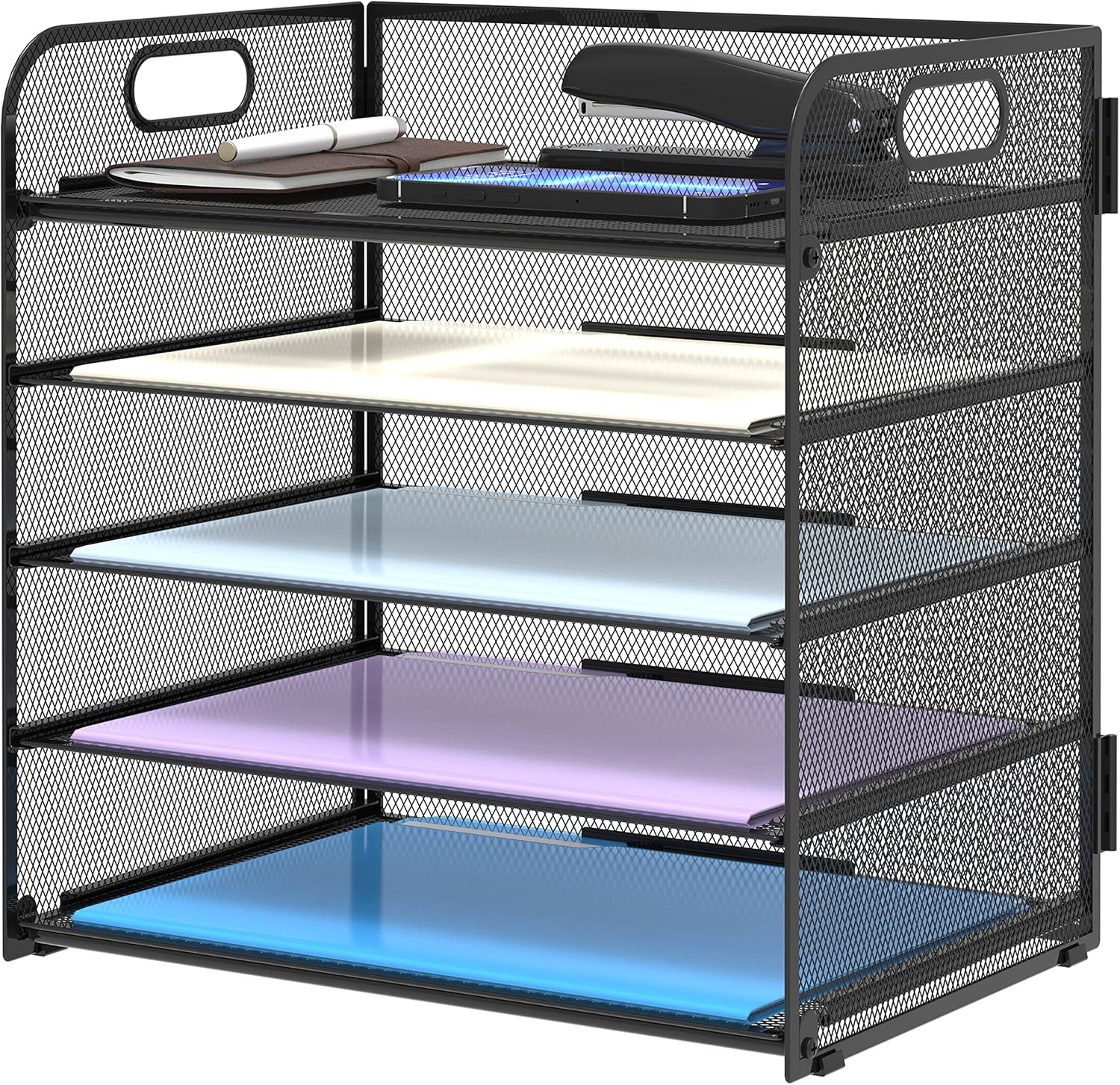 Supeasy 5 Trays Paper Organizer Letter Tray with 12.8" x 9.3" x 11.2", Black