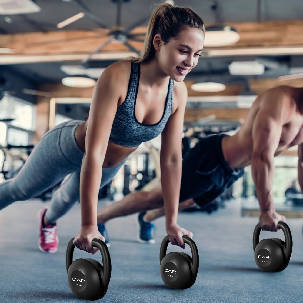 5 lb Vinyl Kettlebell Workout Weight for Strength Training Fitness Exercise