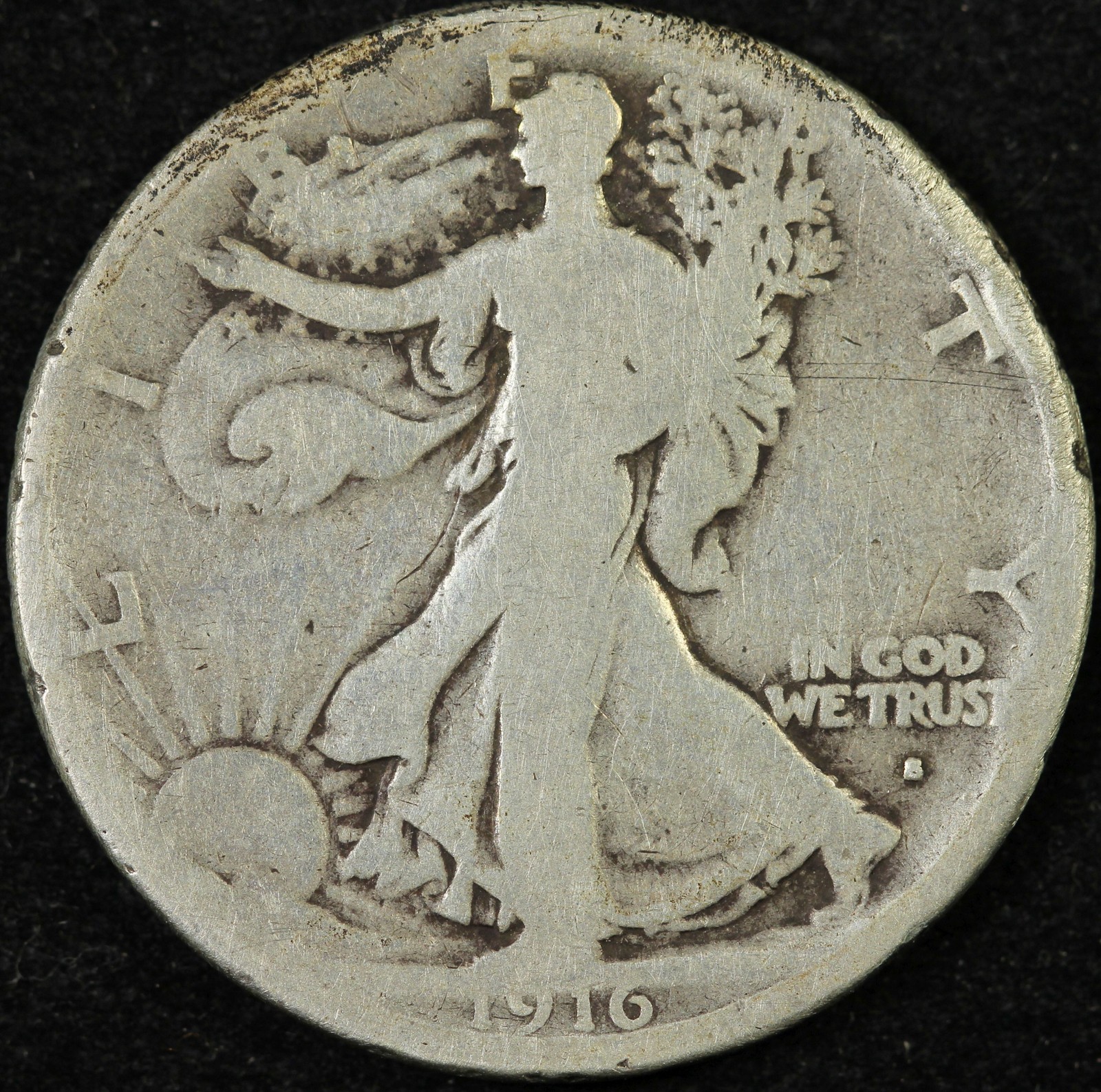1916-S 50C Walking Liberty Half Dollar Obverse Mint  - Free Shipping USA