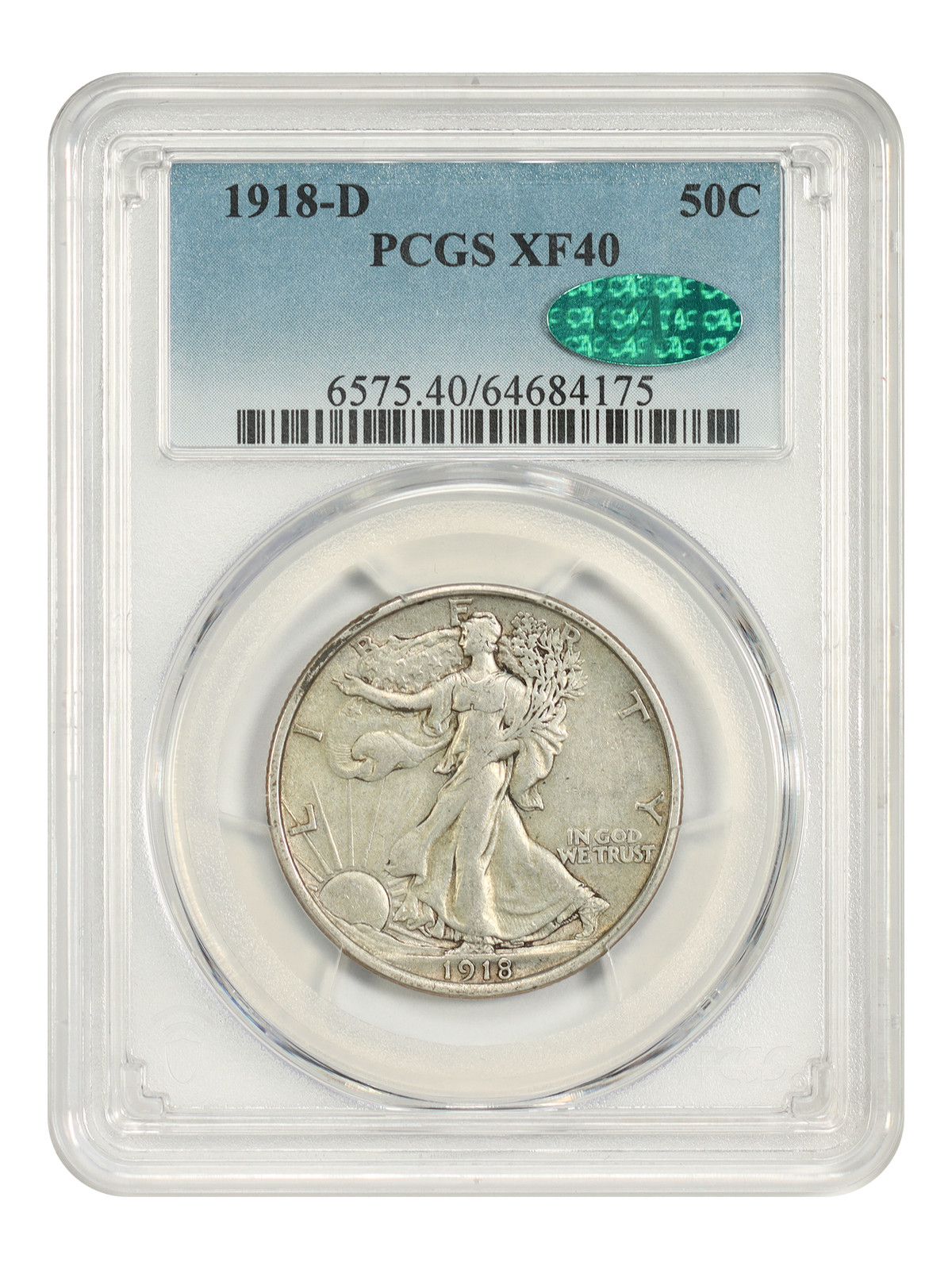 1918-D 50C PCGS/CAC XF40 - Walking Liberty Half Dollar