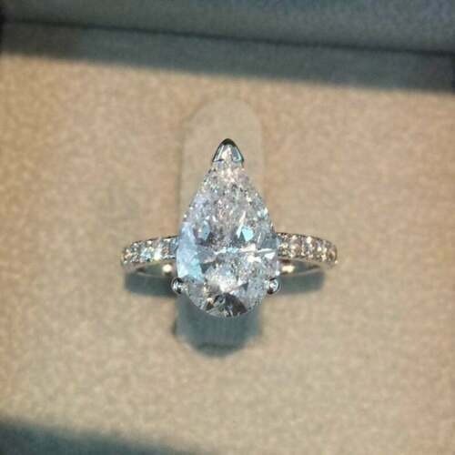 Lab-Created Pear Cut 2.40Ct White Diamond Engagement Ring 925 Sterling Silver