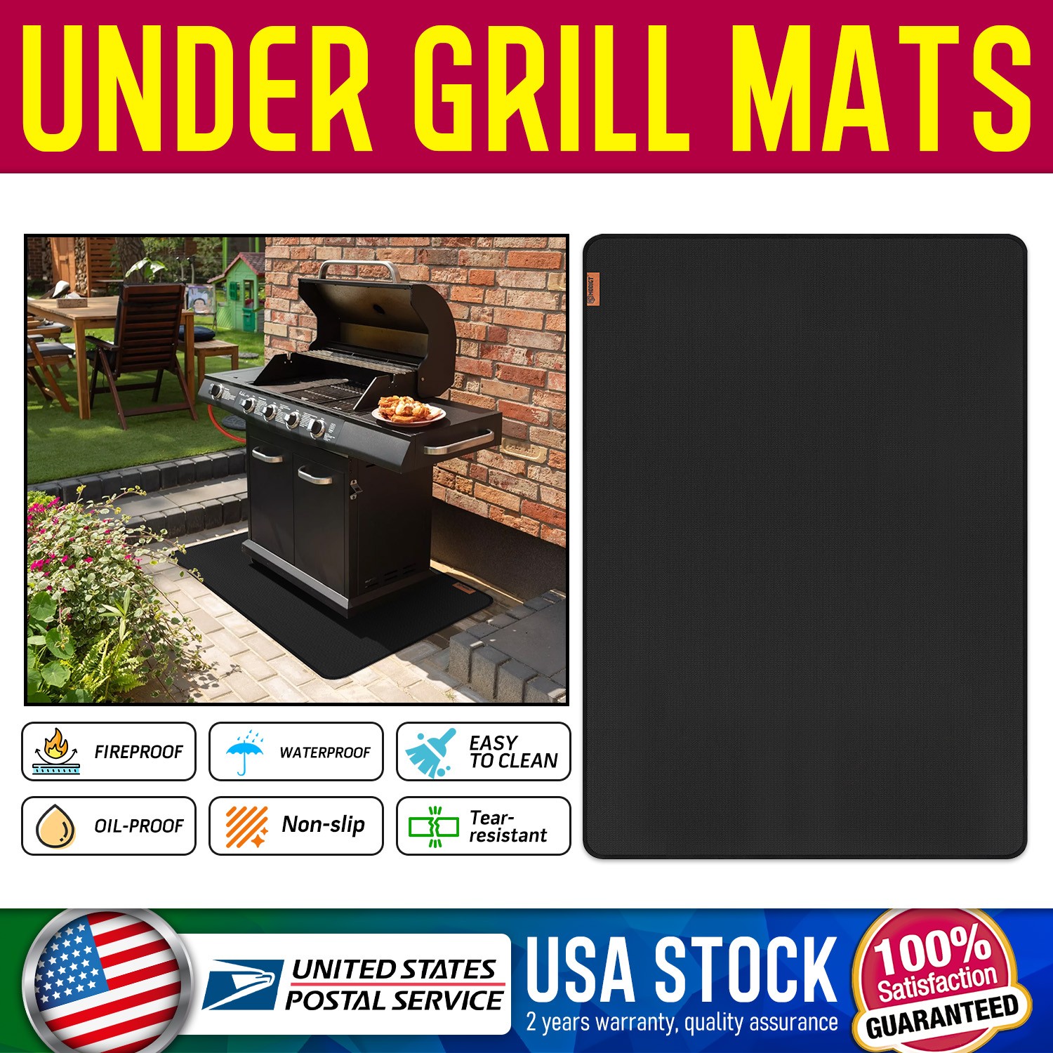MODIGT 51X76 inches Under Grill Mat for Outdoor Grill,Double sided anti slip