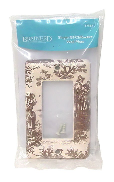 (5 Pack) Single GFCI/Rocker Wall Plate, Brown French Toilé,  Bisque LQ-67863