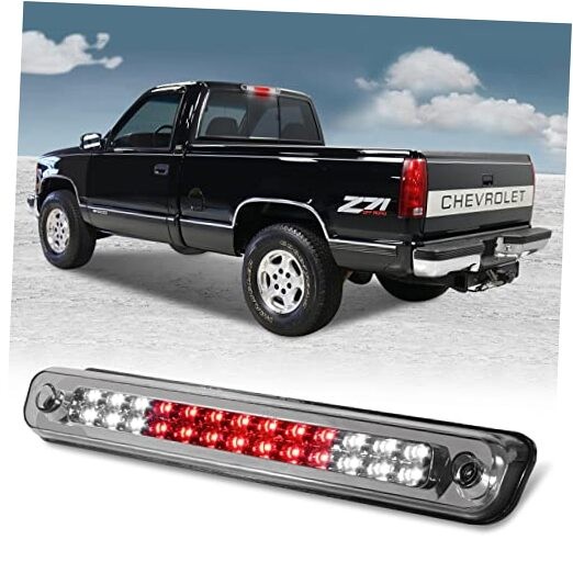 3rd Third Tail Rear Brake Light Fit 1988-1999 Chevy Clear Lens Chrome Housing