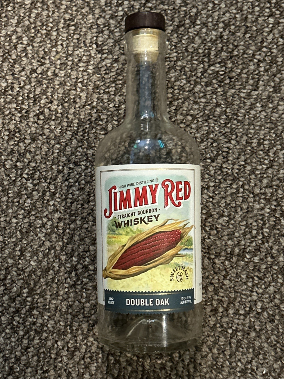 Jimmy Red EMPTY Bourbon Bottle. HighWire distillery. BATCH ONE.