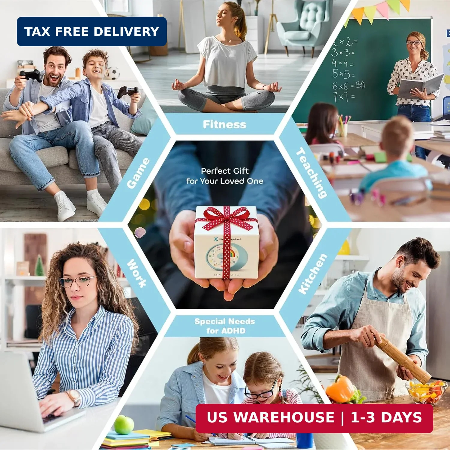 Visual Timer for Kids, 60-Minute Countdown for Classroom Office Kitchen, Desk Ti