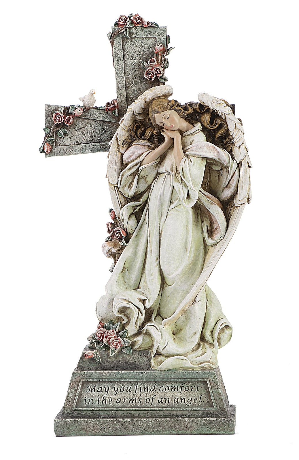 Best Joseph's Studio by Roman, 14.75" H Angel with Memorial Cross Garden Statue