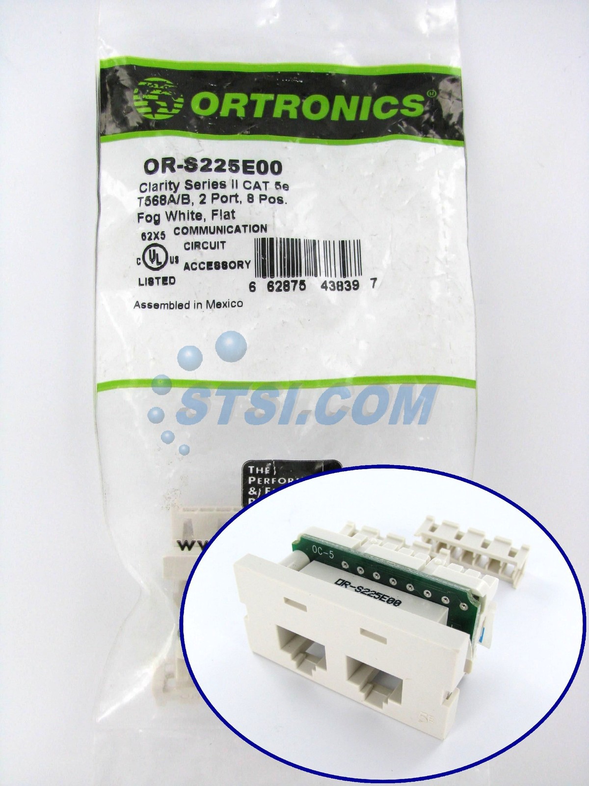 Ortronics OR-S225E00 Clarity Series II 2-Port CAT5e Jack Module, Fog White ~STSI