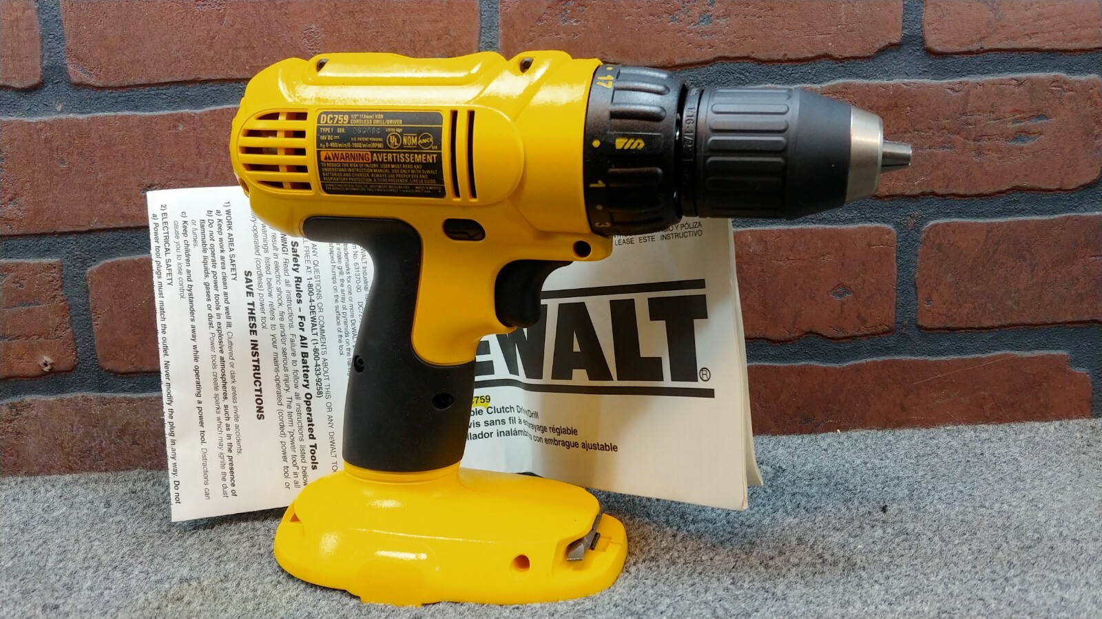 DeWalt DC759 18V 1/2" Variable 2-Speed Keyless Drill Driver-***NEW***