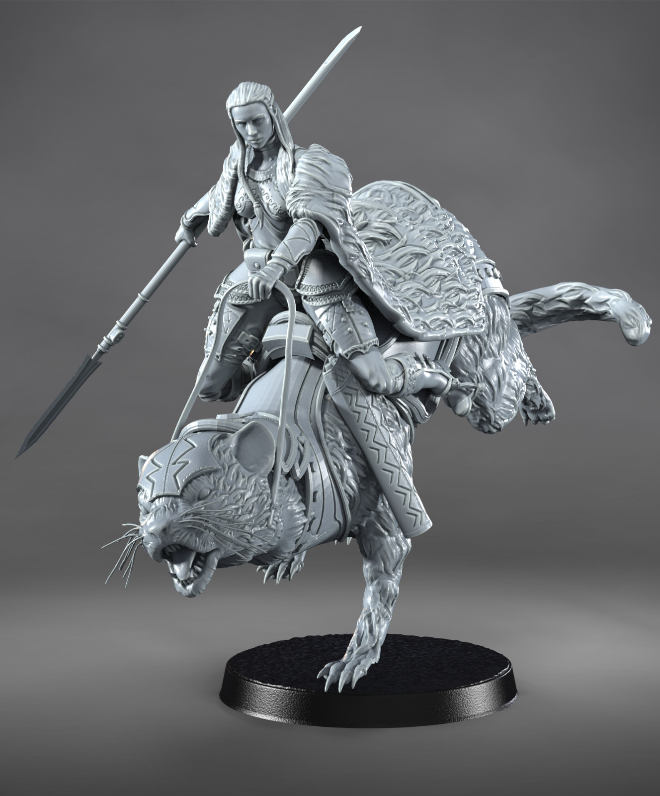Dungeons & Dragons Playable Character - Female Human - Mounted Ice Queen Polearm