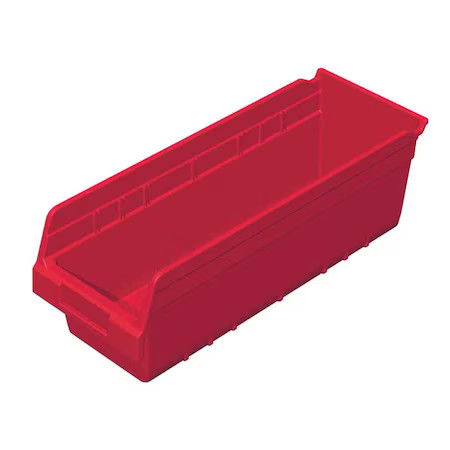 Akro-Mils 30098Red Shelf Storage Bin, Plastic, Red, 6 In H, 6 5/8 In W, 17 7/8