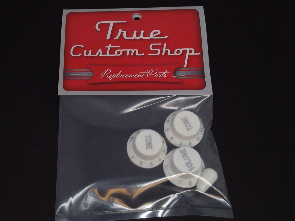 True Custom Shop® White Knobs & Switch Tip With Silver for Fender Stratocaster