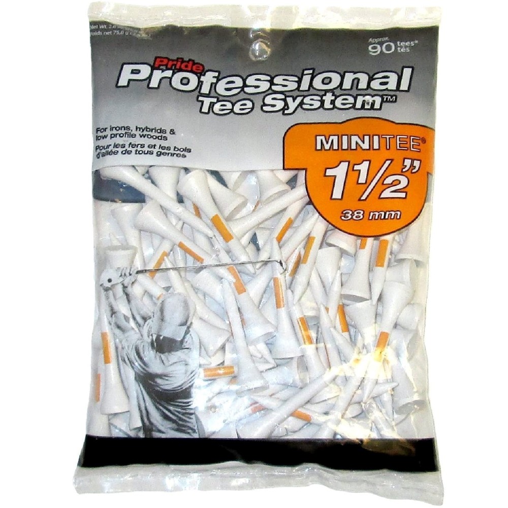 NEW 90 Pride Professional Golf Tee System White / Orange Wooden Tees 1 1/2"