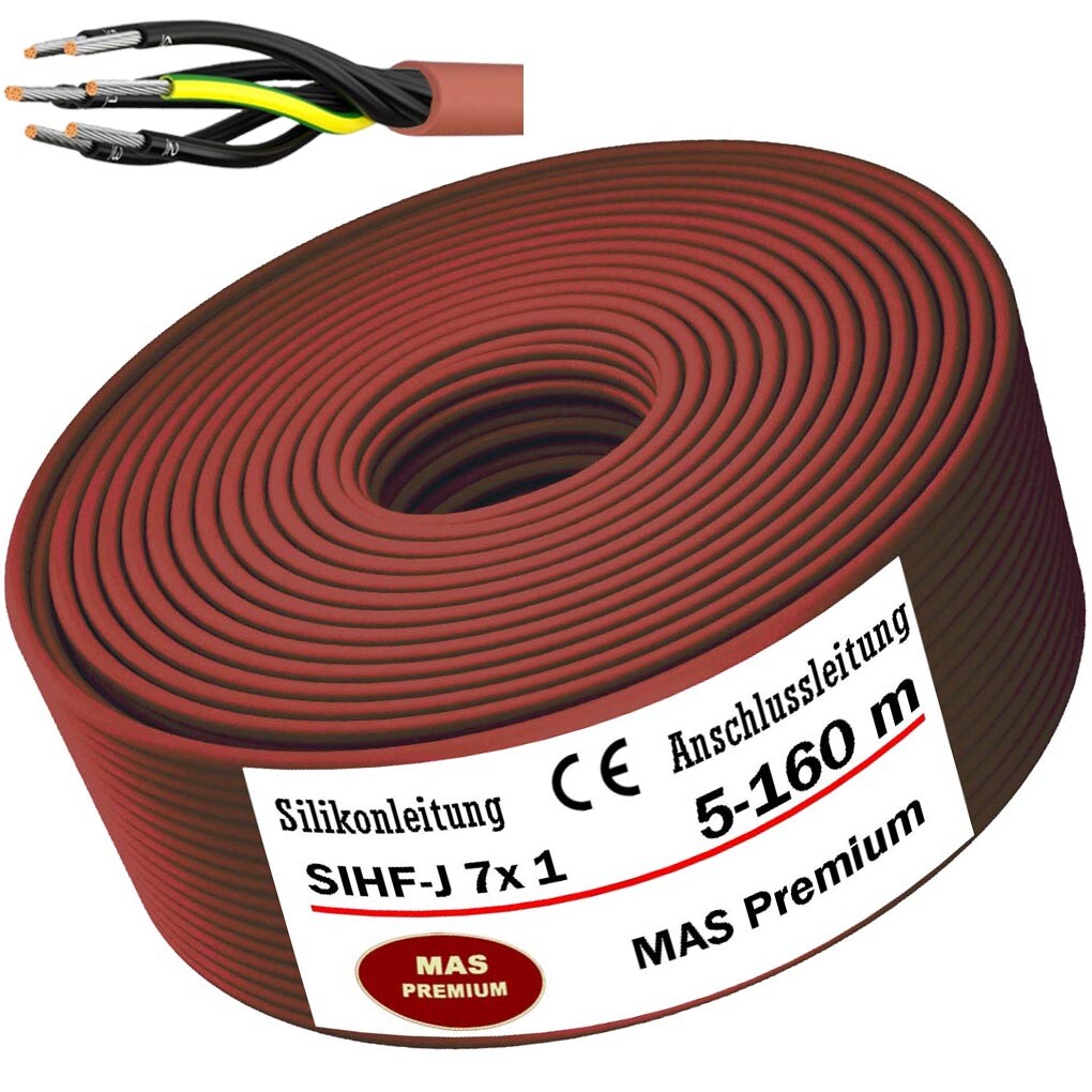 5-160 m silicone cable silicone cable sauna cable SIHF-J 7 x 1 flexible for d...