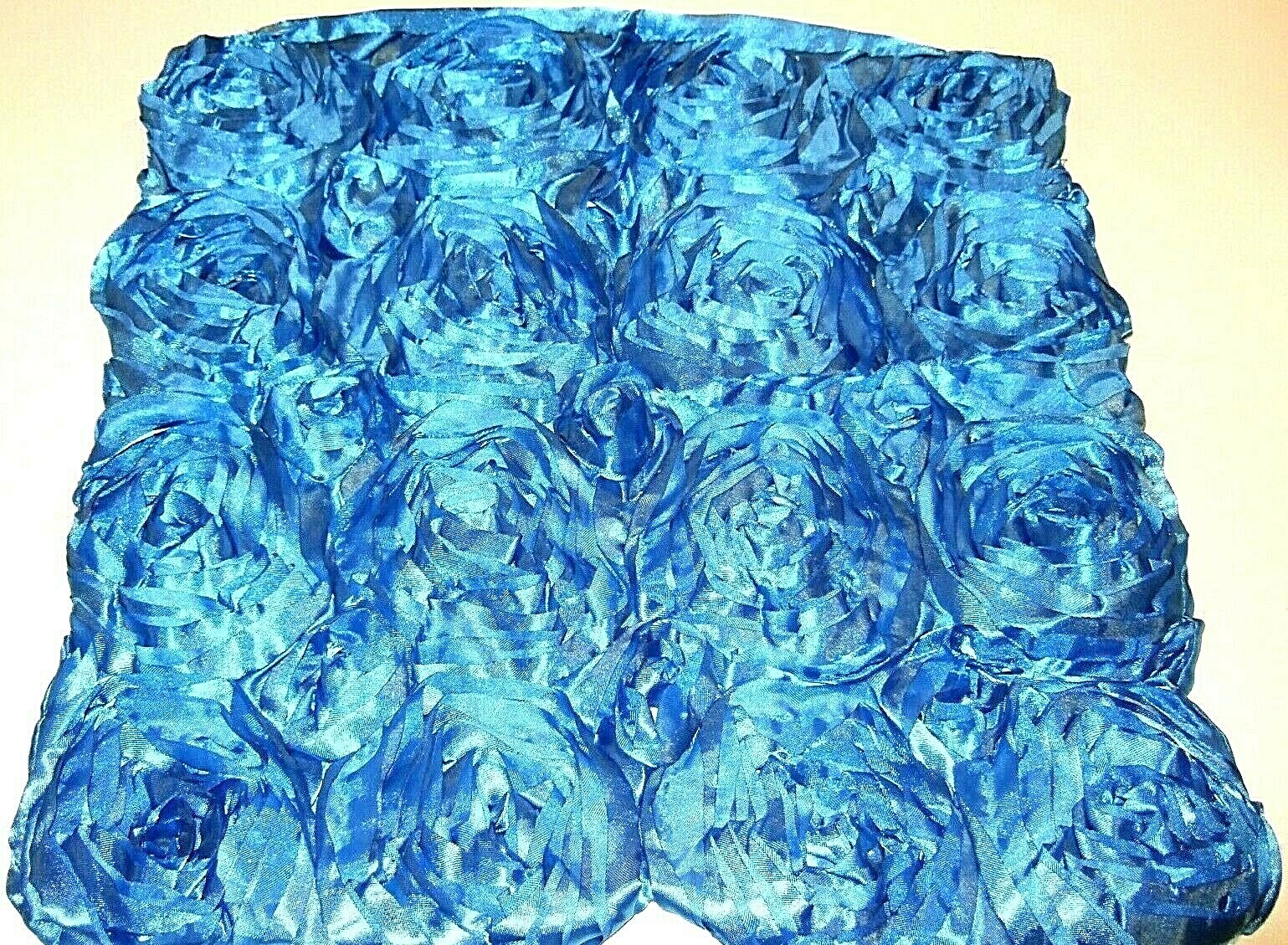 Square Silky Ribbon 3D Blue Roses Pillow Cover 16" x 16" NEW (#112)