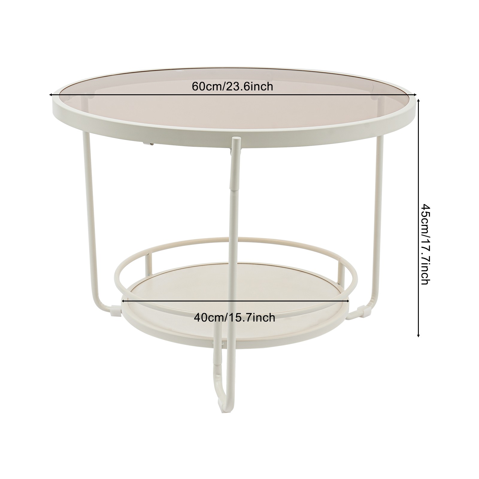 Modern Round 2-Tier Side Table, Coffee Table,tea table for balcony, study room