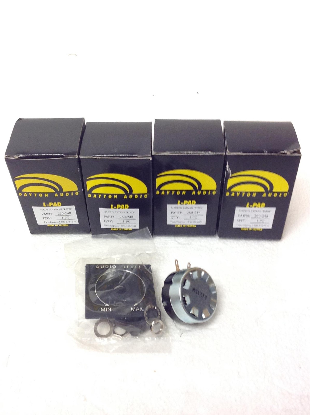 4x NEW Dayton Audio 260-248 L-Pad, 8Ohms, 15W, w/ Knob, Bracket, FREE SHIPPING