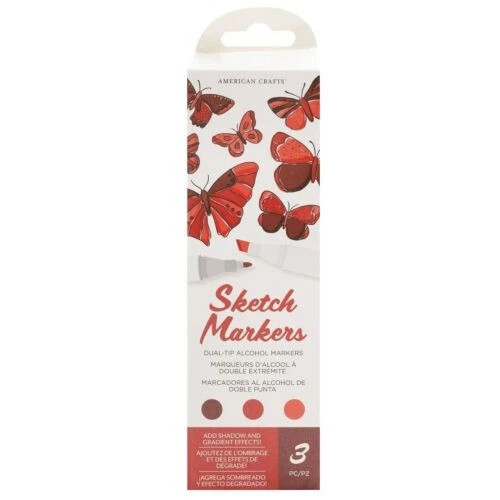 AC Sketch Markers Collection Dual Tip Chisel Fine Point 3pk Cherry 34007548