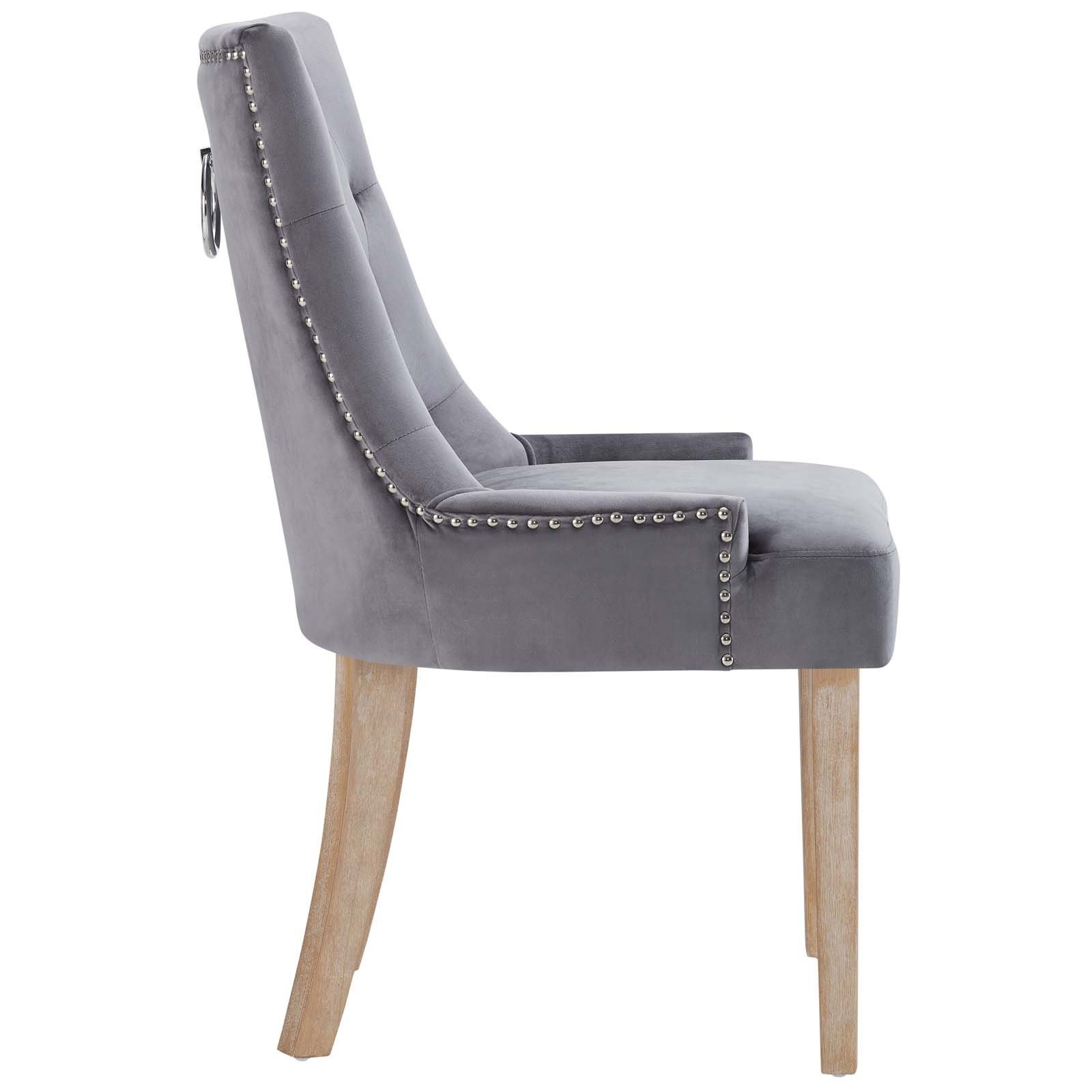 Maklaine Contemporary 19" Performance Velvet Dining Chair in Gray
