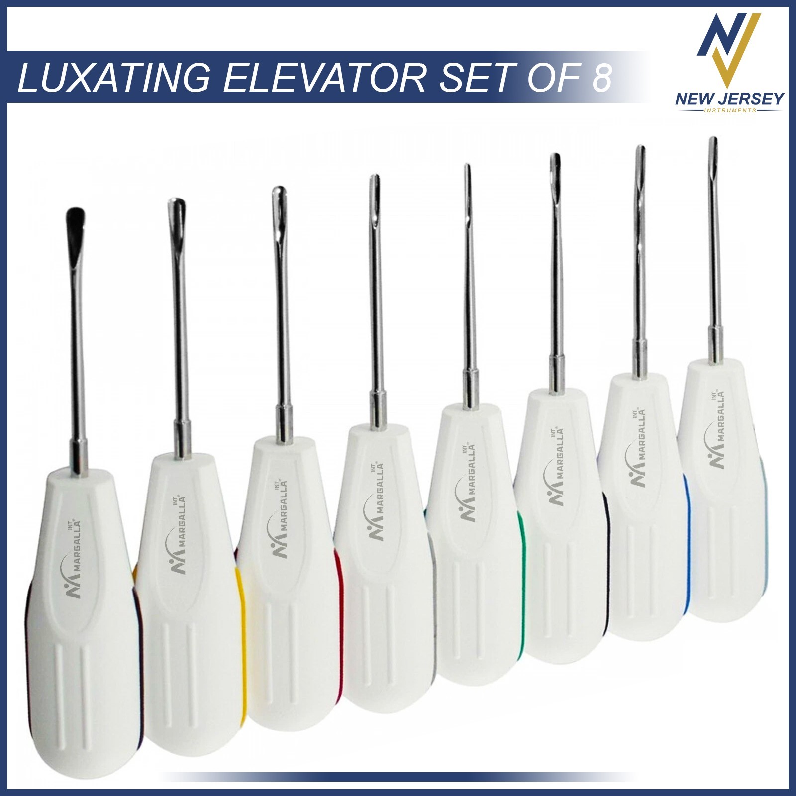 8 PCS White Dental Root Elevators Oral Surgery PDL Luxating Tooth loosening