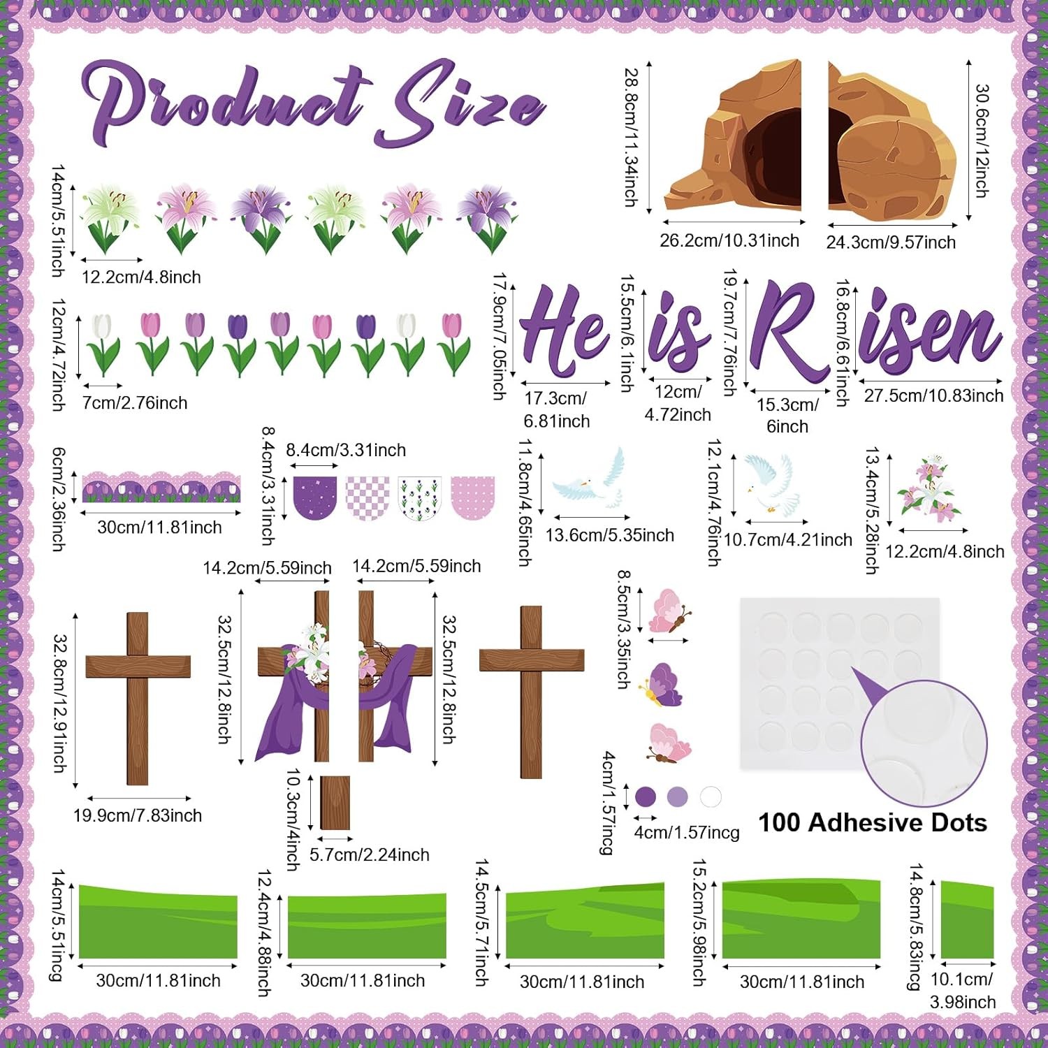 Supervitae 86 Pcs Christian Easter Bulletin Board Decorations Set Religious...