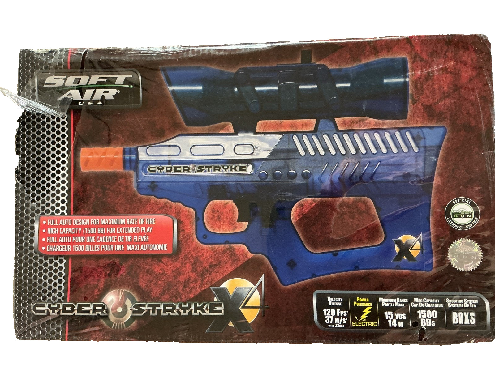 SOFT AIR USA AIRSOFT GUN CYBER STRYKE X4 FULL AUTO HIGH CAPACITY 1500 BB SEALED