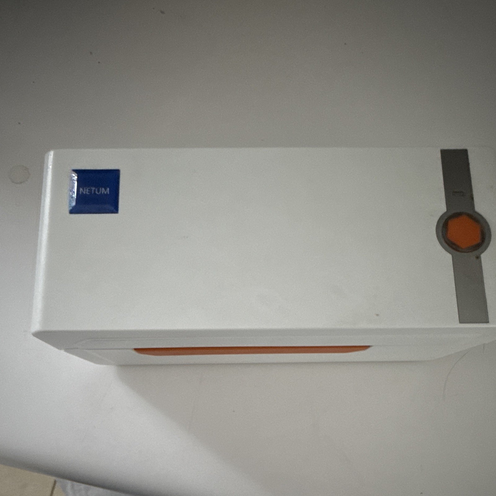 NETUM POS Label Printer, White/Orange, Includes Power Adapter and Printer Unit