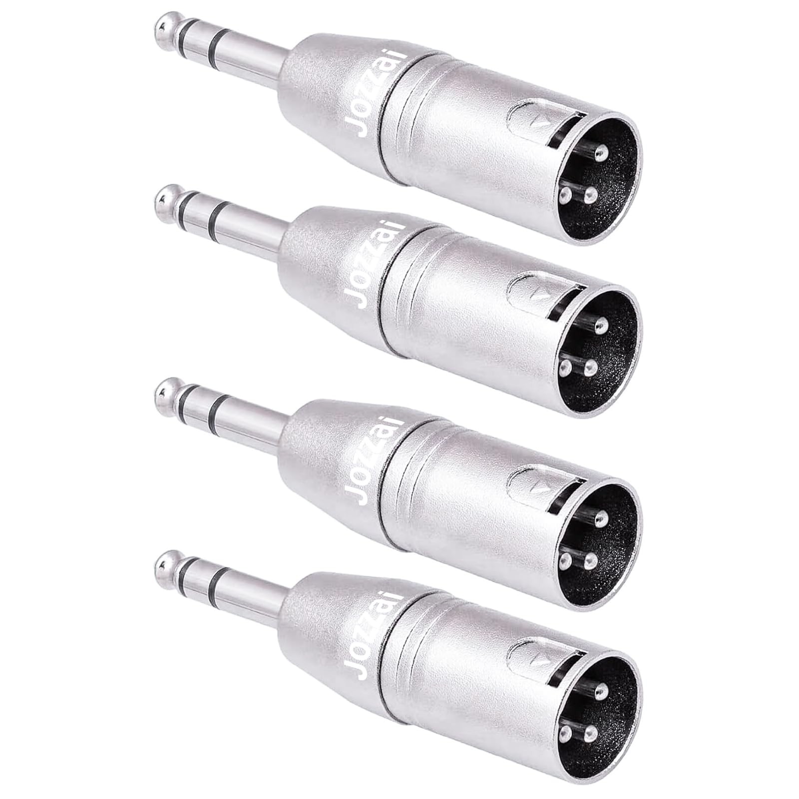 1/4 to XLR Adapter 4 Pack Silver TRS Male To XLR Male Coupler Zinc Alloy